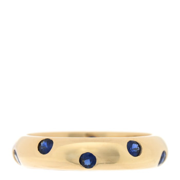 TIFFANY 18K Yellow Gold Blue Sapphire 4mm Etoile Band Ring 50 5.25