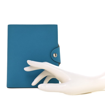 HERMES Togo Ulysse PM Notebook Cover Blue Jean