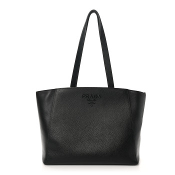PRADA Saffiano Cuir City Calf Monochrome Shopping Tote Black