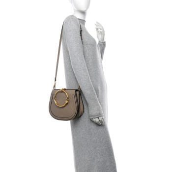 CHLOE Calfskin Suede Medium Nile Bracelet Bag Motty Grey