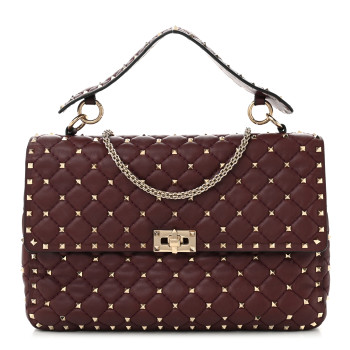 VALENTINO GARAVANI Nappa Large Rockstud Spike Shoulder Bag Rubin