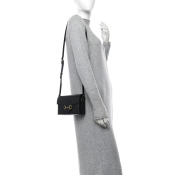 GUCCI Calfskin Horsebit 1955 Shoulder Bag Black