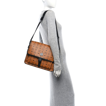 MCM Visetos Medium Klassik Messenger Bag Cognac Black