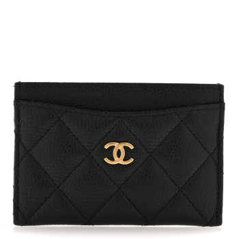 CHANEL Caviar Quilted Card Holder Black