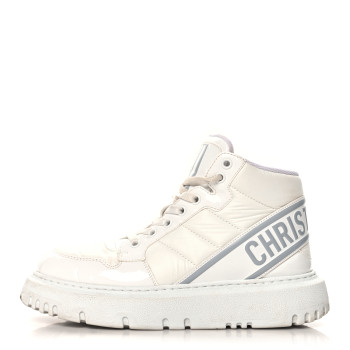 CHRISTIAN DIOR Nylon Fabric Womens D-Player High Top Sneakers 36 White Grey