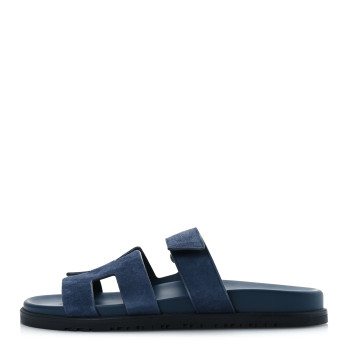 HERMES Suede Goatskin Womens Chypre Sandals 40.5 Bleu Celeste