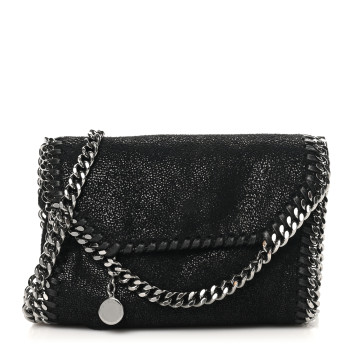 STELLA MCCARTNEY Shaggy Deer Tiny Fold Over Falabella Tote Black