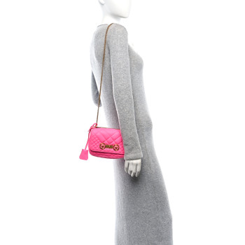 VERSACE Nappa Quilted Icon Shoulder Bag Pink