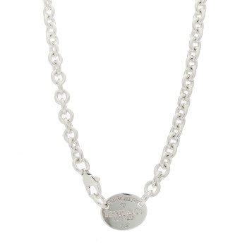 TIFFANY Sterling Silver Return to Tiffany Oval Tag Choker Necklace