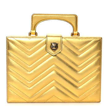 GUCCI Metallic Nappa Matelasse Broadway Top Handle Bag Gold