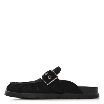 HERMES Suede Calfskin Go Mules 37.5 Black