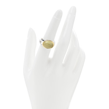DAVID YURMAN Sterling Silver 18K Yellow Gold Citrine Domed Ring 54 6.75