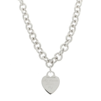 TIFFANY Sterling Silver Heart Tag Pendant Necklace