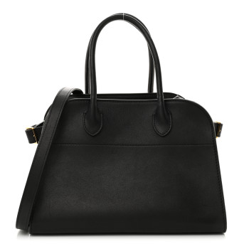 THE ROW Polished Saddle Calfskin Soft Margaux 10 Bag Black