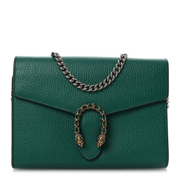 GUCCI Calfskin Mini Dionysus Chain Wallet Emerald