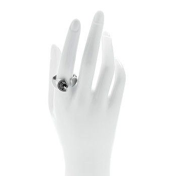 HERMES Stainless Steel Mens Carrousel Ring 64 Black