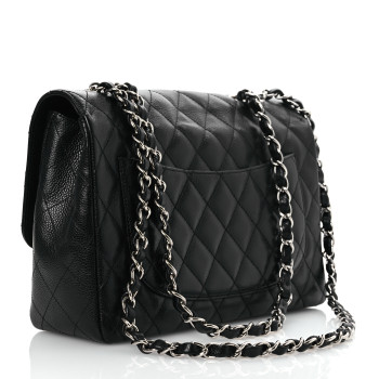 CHANEL Caviar Quilted Jumbo Double Flap Black