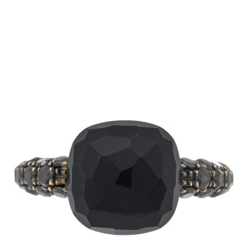 POMELLATO 18K Rose Gold Black Onyx Black Diamond Capri Ring 52 6