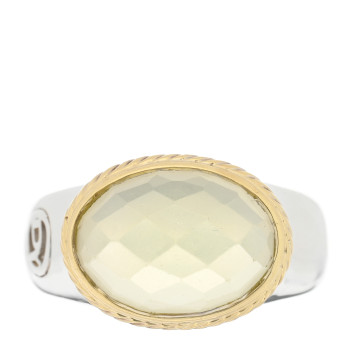 DAVID YURMAN Sterling Silver 18K Yellow Gold Citrine Domed Ring 54 6.75