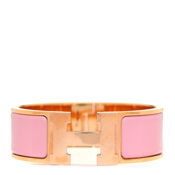 HERMES Enamel Wide Clic Clac H Bracelet GM Rose Nacarat
