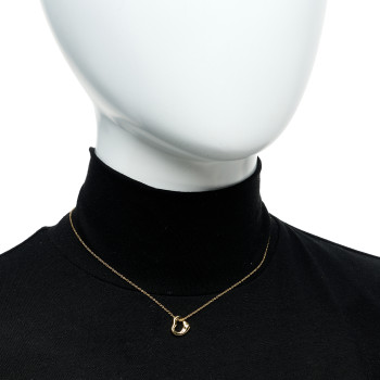 TIFFANY 18K Yellow Gold 11mm Elsa Peretti Open Heart Pendant Necklace