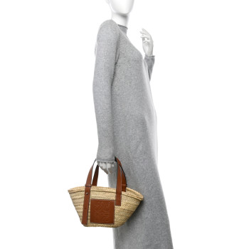 LOEWE Raffia Small Basket Tote Bag Natural Tan