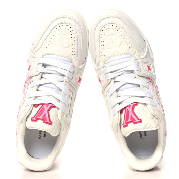 LOUIS VUITTON LV X TM Embossed Monogram LV Trainer Sneakers 37 White
