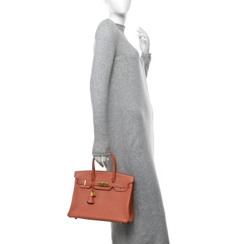 HERMES Chevre Mysore Horseshoe Birkin 30  Rose Thé Etoupe
