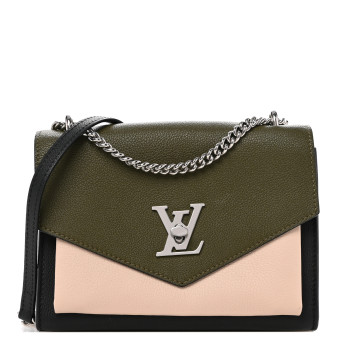 LOUIS VUITTON Soft Calfskin Mylockme Chain Bag BB Smokey Brown Green