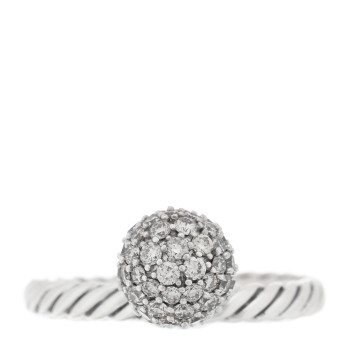 DAVID YURMAN Sterling Silver Pave Diamond 8mm Element Ball Ring 52 6