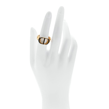 CHRISTIAN DIOR Metal Enamel Chain Ring L Black Gold