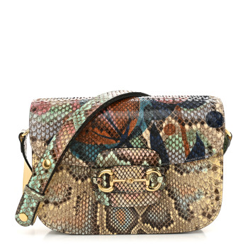 GUCCI Snakeskin Horsebit 1955 Shoulder Bag Multicolor