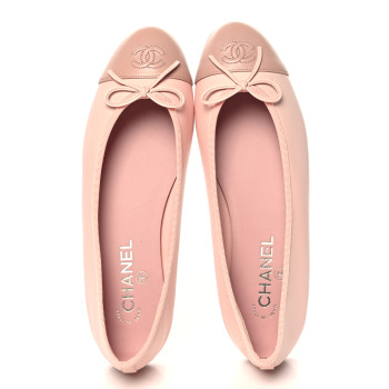 CHANEL Lambskin Cap Toe CC Ballerina Flats 40.5 Light Pink CHANEL Lambskin Cap Toe CC Ballerina Flats 40.5 Light Pink Dark Pink