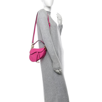 CHRISTIAN DIOR Supple Calfskin Mini Saddle Bag With Strap Passion Pink CHRISTIAN DIOR Supple Calfskin Mini Saddle Bag With Strap Passion Pink