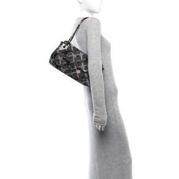 CHANEL Tweed East West Flap Black White Beige