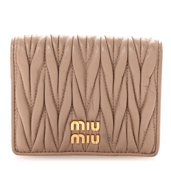 MIU MIU Nappa Matelasse Bi-Fold Compact Wallet Cammeo