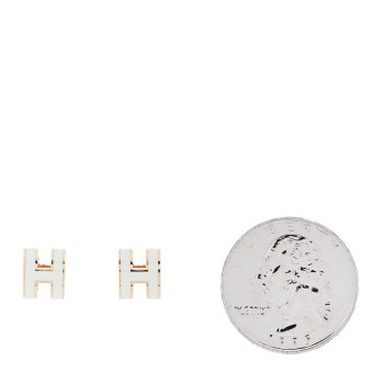 HERMES Rose Gold Lacquered Mini Pop H Earrings Vert Fizz