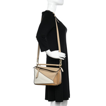 LOEWE Calfskin Small Puzzle Bag Dusty Beige Soft White