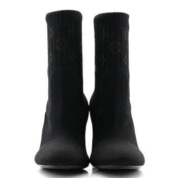 LOUIS VUITTON Monogram Stretch Fabric Silhouette Ankle Boots 38 Black