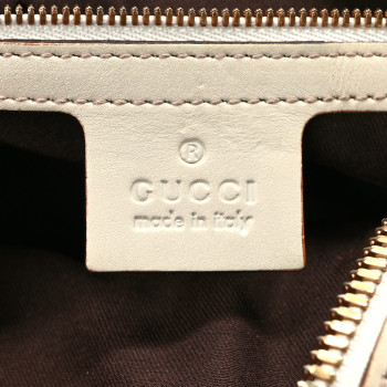 GUCCI Guccissima Bamboo Top Handle Boston Bag Off White