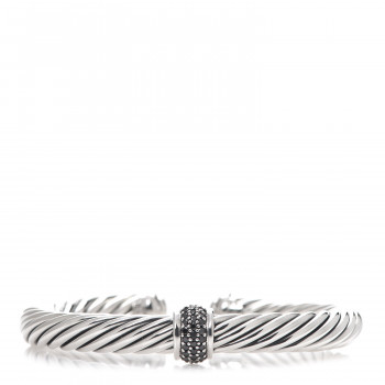DAVID YURMAN Sterling Silver Black Diamond 7mm Cable Classics Station Bracelet