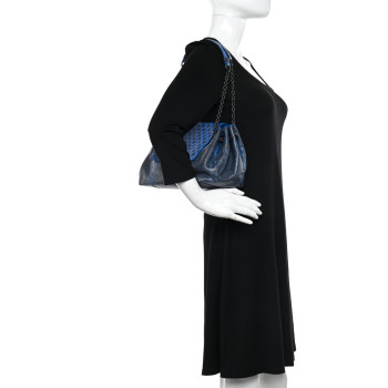 BOTTEGA VENETA Vesuvio Karung Nappa Intrecciato Cravatteria Small Flap Shoulder Bag Bleuette