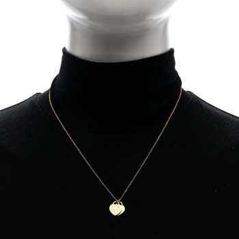TIFFANY 18K Yellow Gold Return to Tiffany Mini Double Heart Tag Pendant Necklace