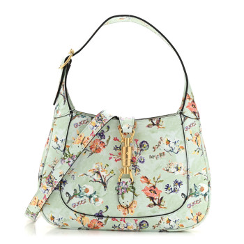 GUCCI New Shangai Calfskin Soave Amore Printed Small Jackie 1961 Hobo Mint Green