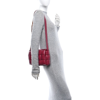 BOTTEGA VENETA Nappa Maxi Intreccio Padded Cassette Crossbody Bag Dark Red