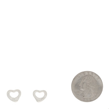 TIFFANY Sterling Silver Elsa Peretti 11mm Open Heart Earrings