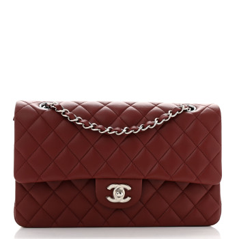 CHANEL Lambskin Quilted Medium Double Flap Burgundy