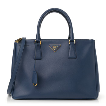 PRADA Saffiano Medium Galleria Double Zip Tote Bluette