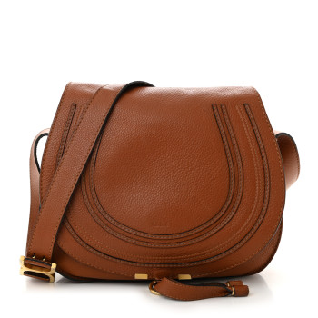 CHLOE Calfskin Medium Marcie Round Crossbody Bag Tan