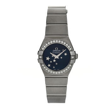 OMEGA Stainless Steel Diamond Bezel 24mm Constellation Quartz Watch Blue 123.15.24.60.03.001
